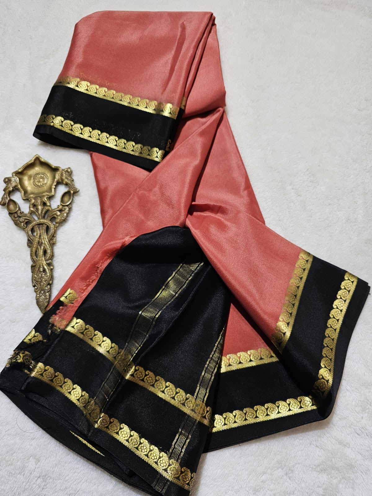 Mysore Crepe Silk Sarees - Classic Mango Border