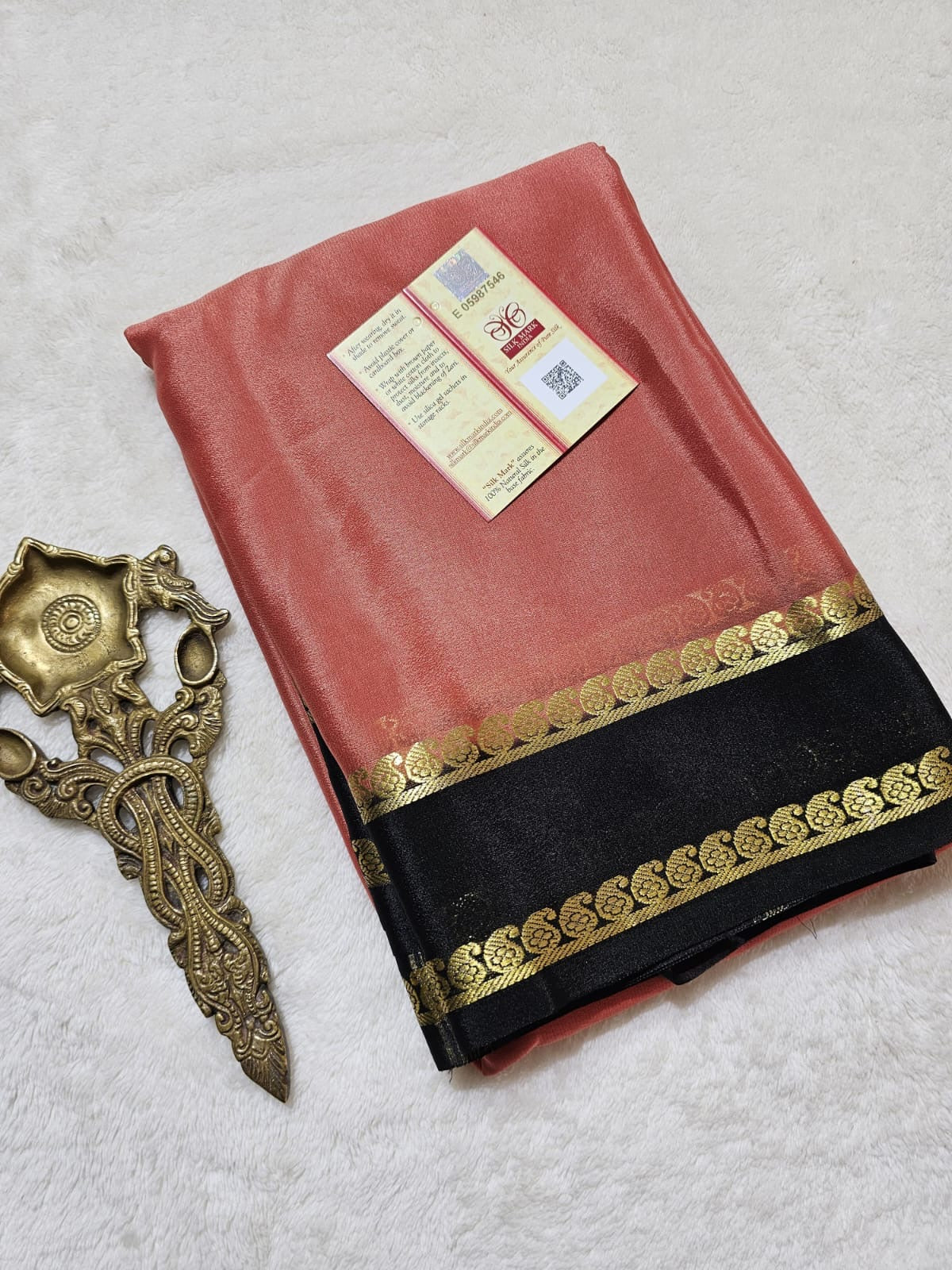 Mysore Crepe Silk Sarees - Classic Mango Border