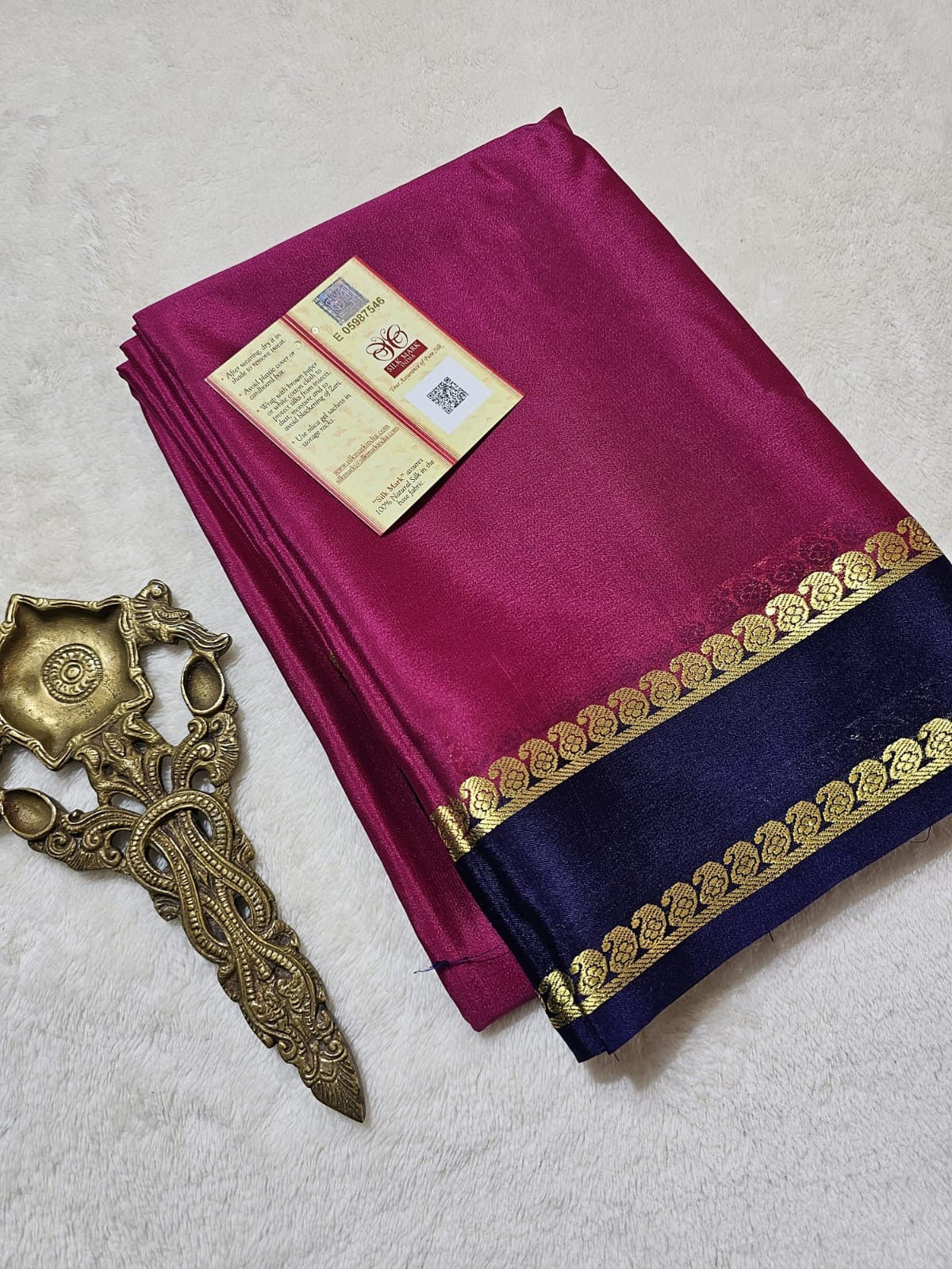 Mysore Crepe Silk Sarees - Classic Mango Border