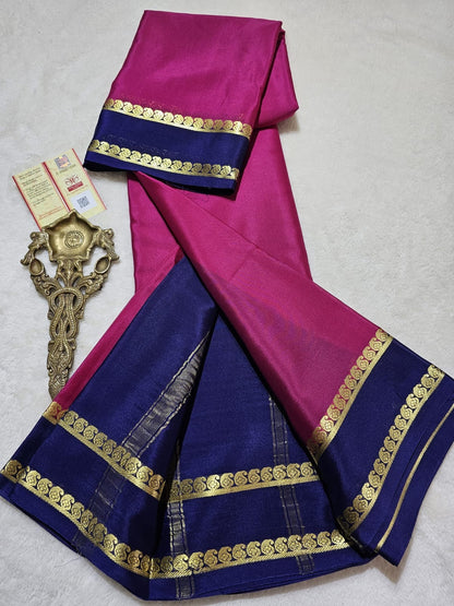 Mysore Crepe Silk Sarees - Classic Mango Border