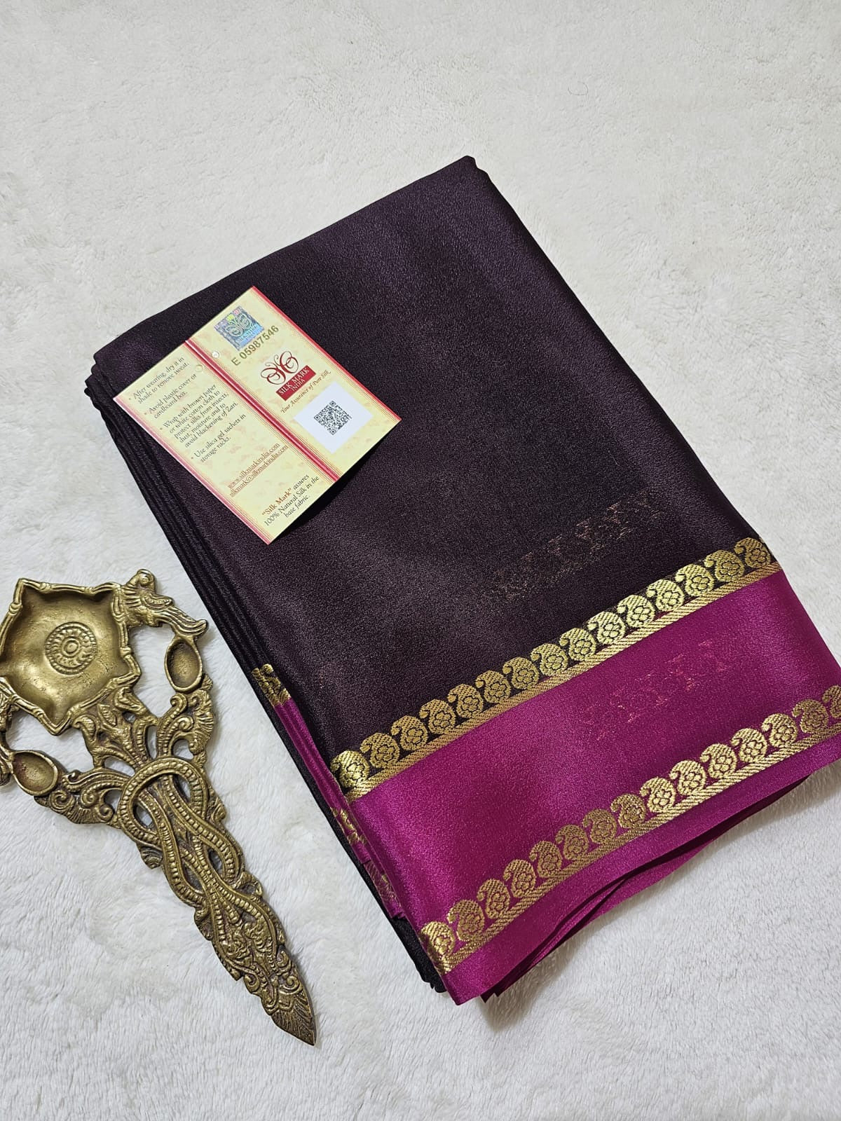 Mysore Crepe Silk Sarees - Classic Mango Border