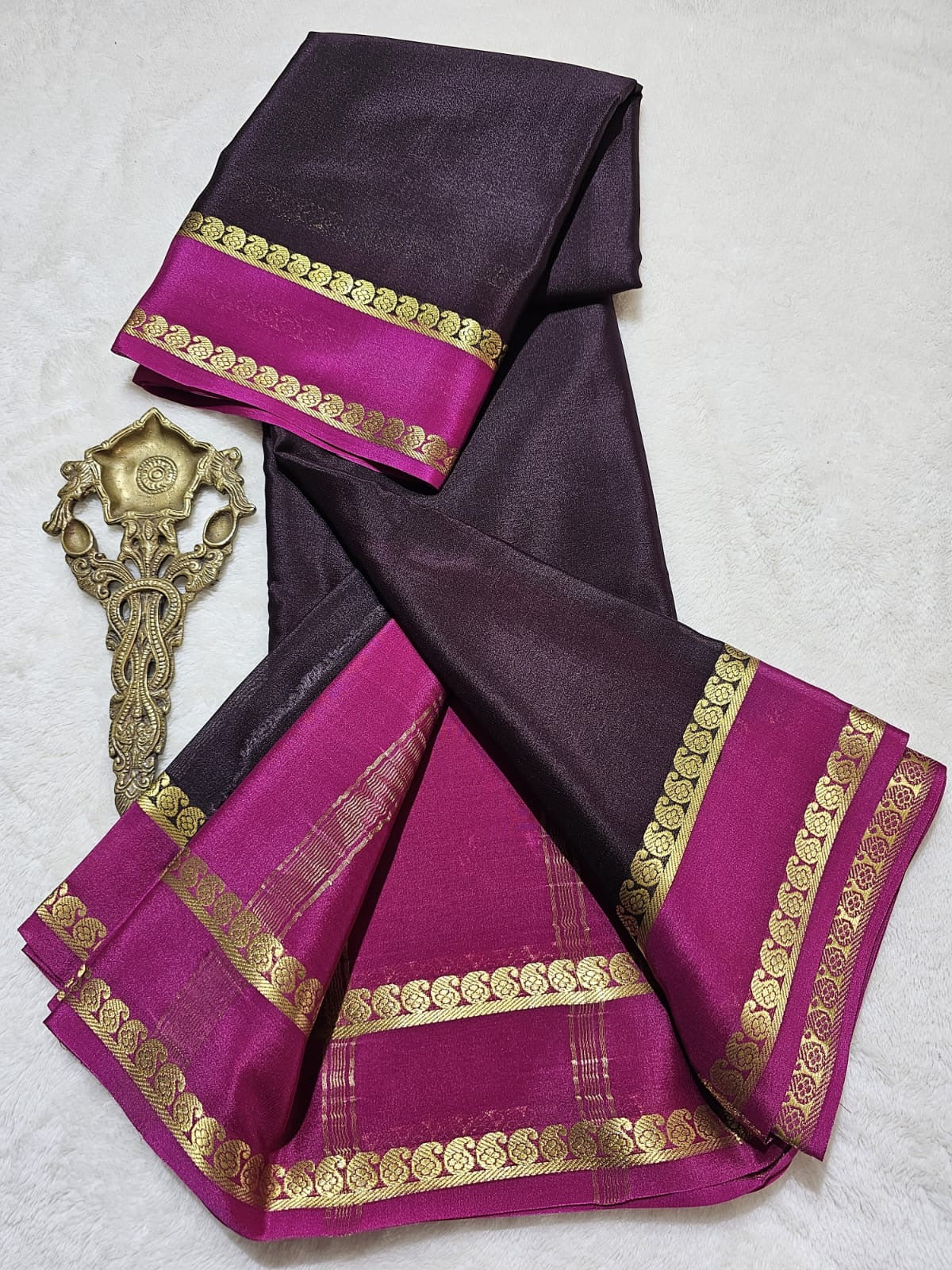 Mysore Crepe Silk Sarees - Classic Mango Border