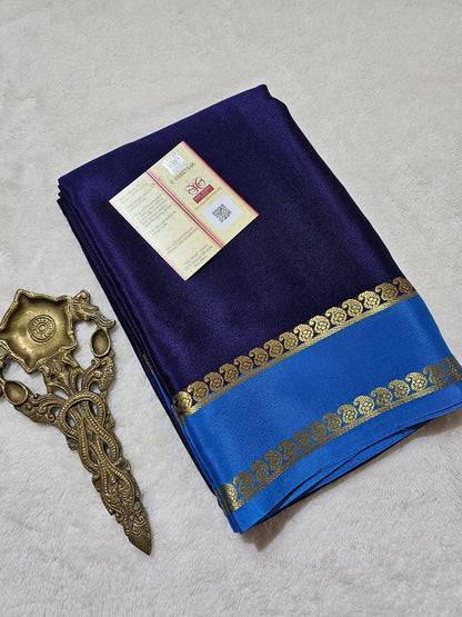 Mysore Crepe Silk Sarees - Classic Mango Border