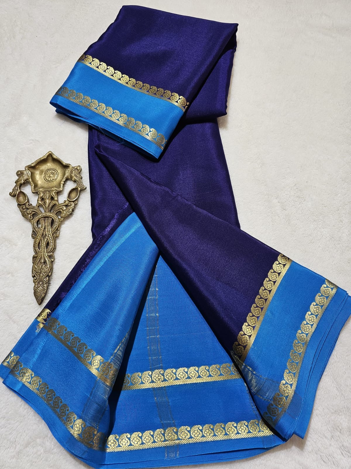 Mysore Crepe Silk Sarees - Classic Mango Border