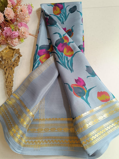 Mysore Crepe Silk Sarees - Kalamkari Design