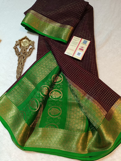 Mysore Crepe Silk Sarees - Checked