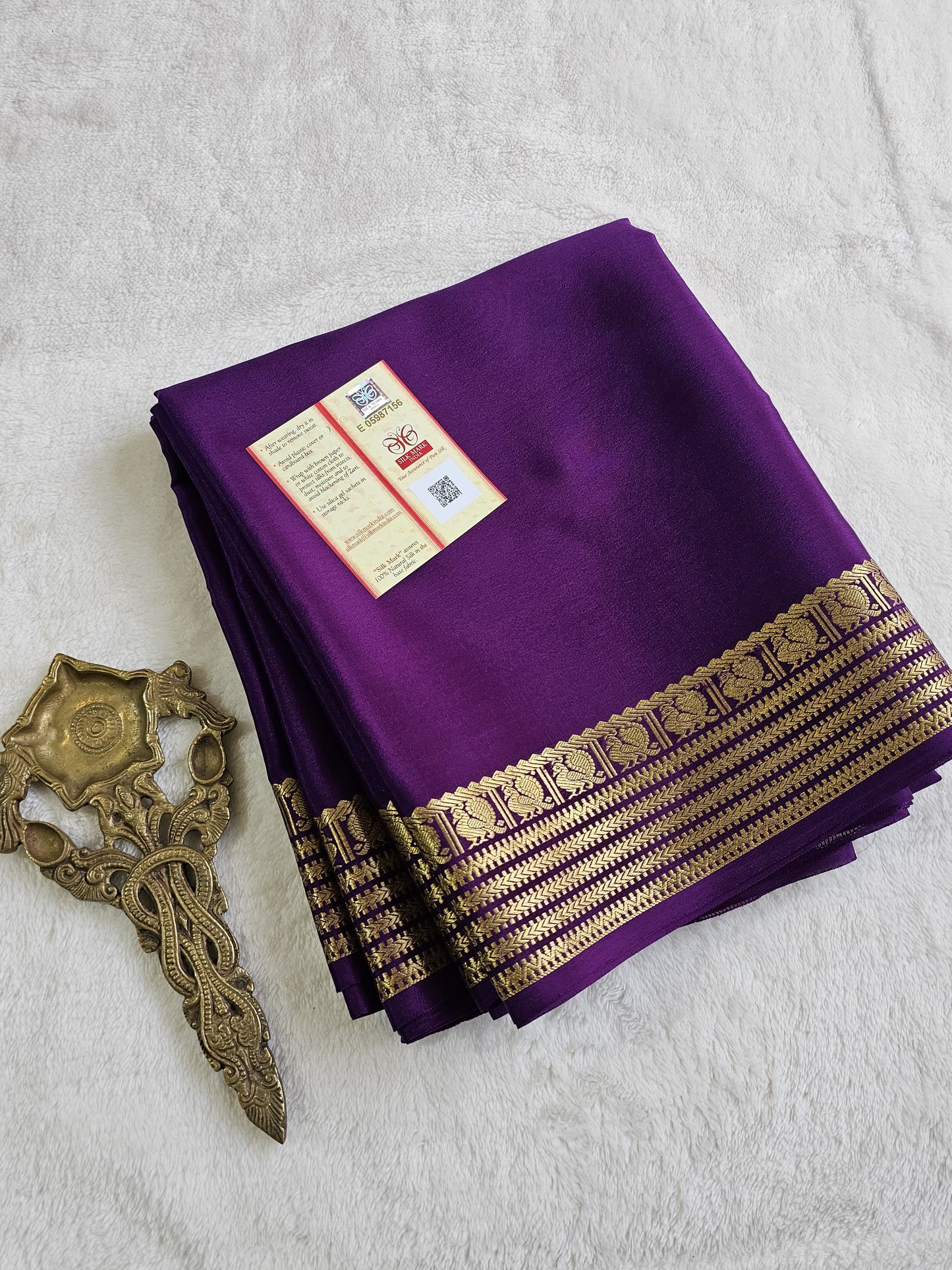 Mysore Crepe Silk Sarees - Self Colors (Heavy)