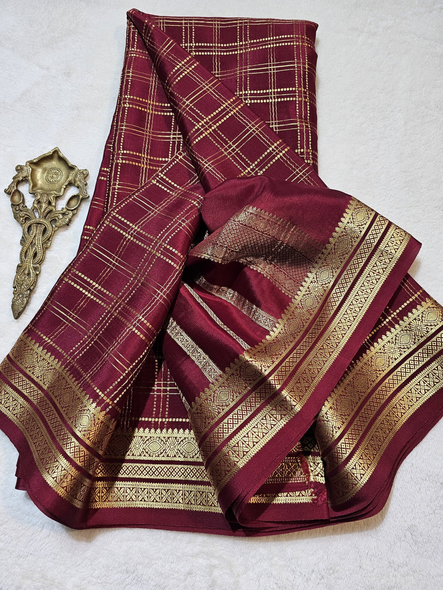 Mysore Crepe Silk Sarees - Self Colors (Heavy)