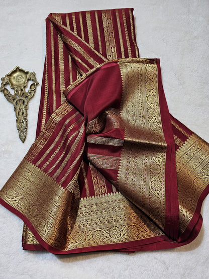 Mysore Crepe Silk Sarees - Self Colors (Heavy)