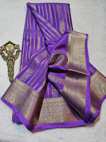 Mysore Crepe Silk Sarees - Self Colors (Heavy)