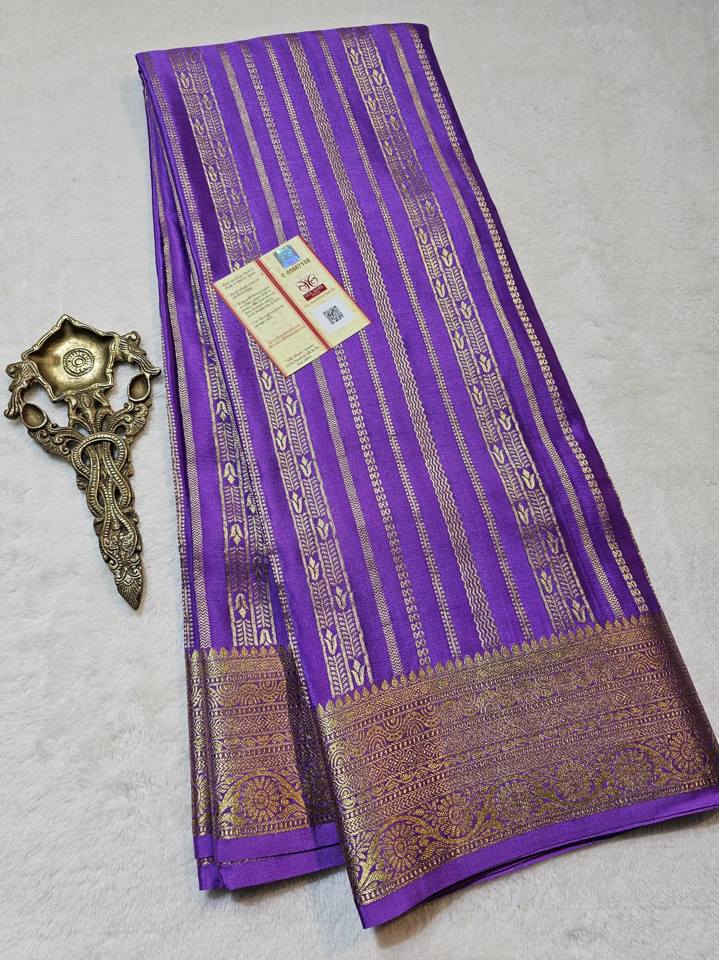 Mysore Crepe Silk Sarees - Self Colors (Heavy)