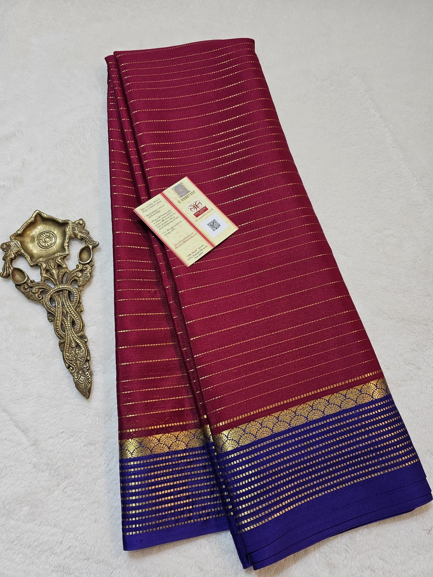 Mysore Crepe Silks Sarees - All Over Lines