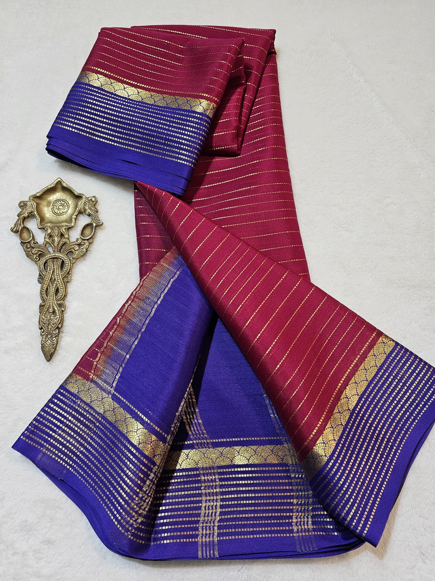 Mysore Crepe Silks Sarees - All Over Lines