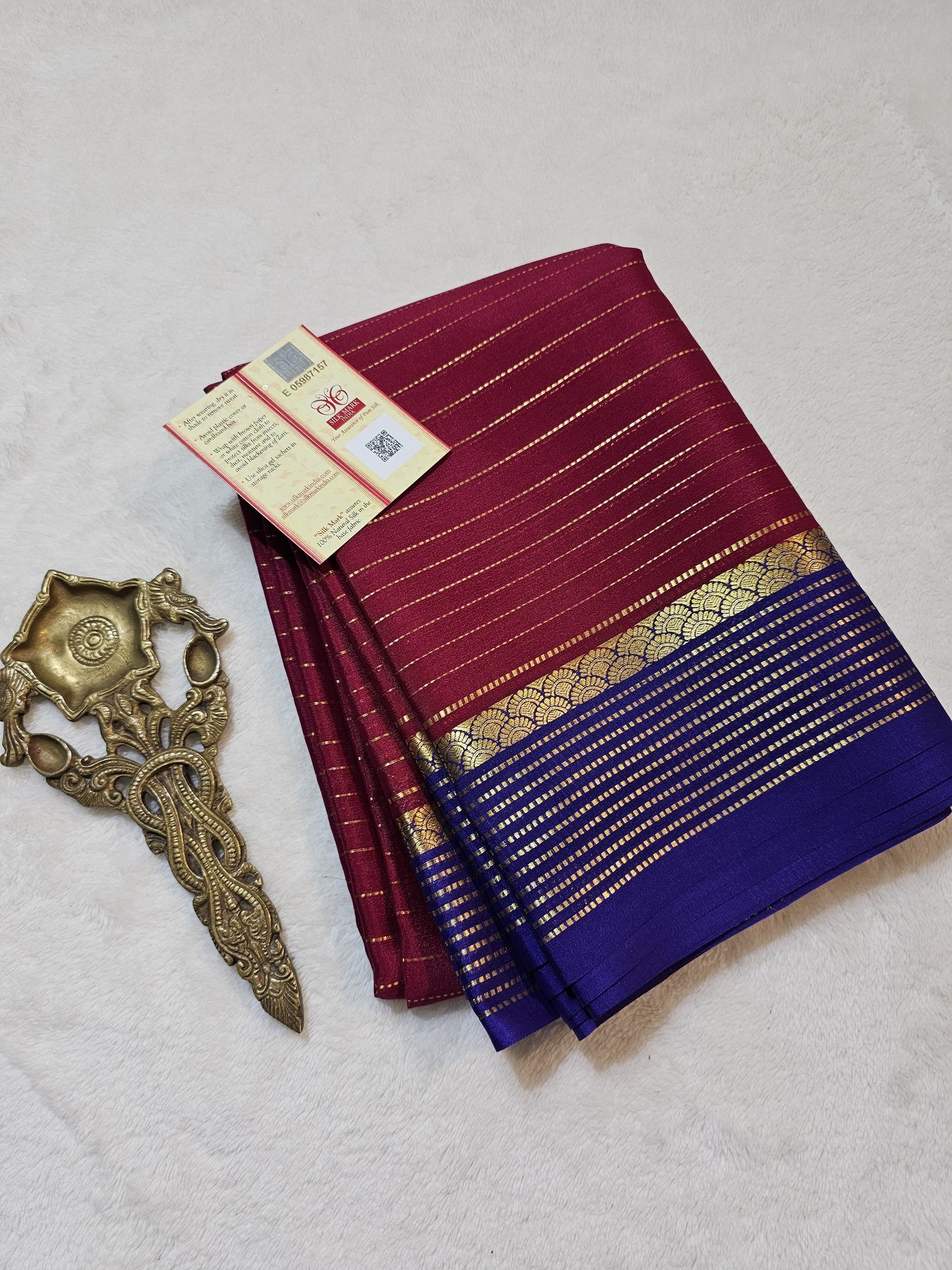 Mysore Crepe Silks Sarees - All Over Lines