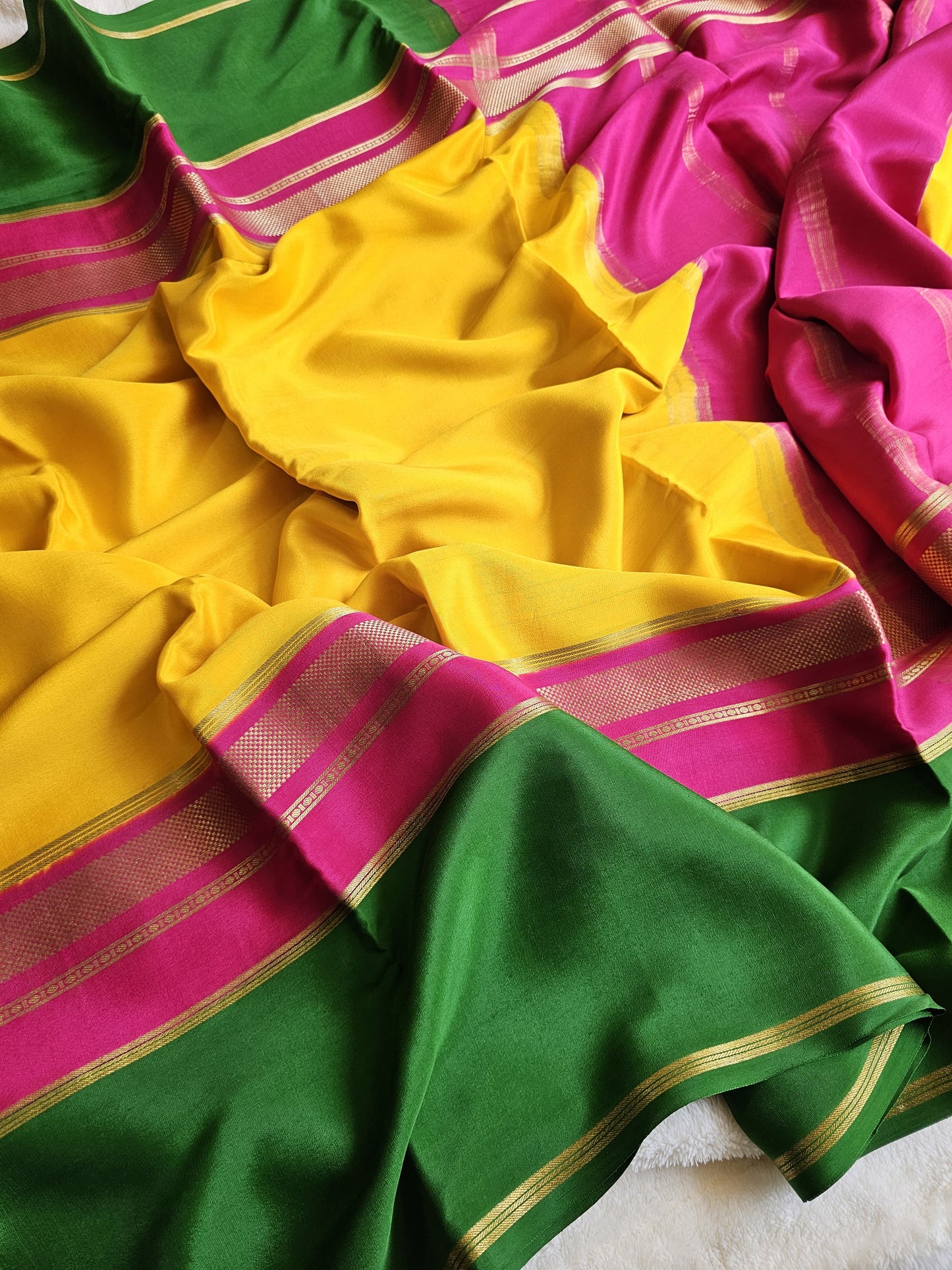 Mysore Crepe Silk Sarees - Tri Colour Series