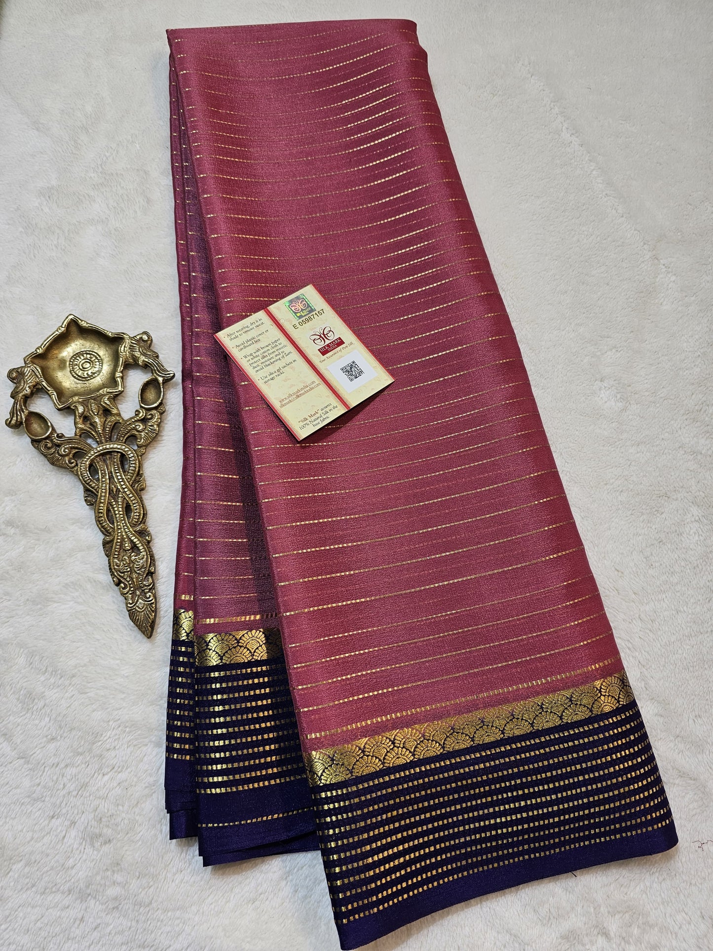 Mysore Crepe Silks Sarees - All Over Lines