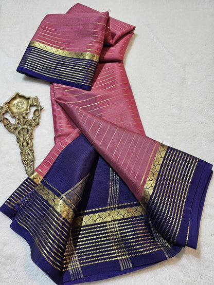 Mysore Crepe Silks Sarees - All Over Lines