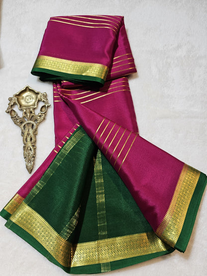 Mysore Crepe Silks Sarees - All Over Lines