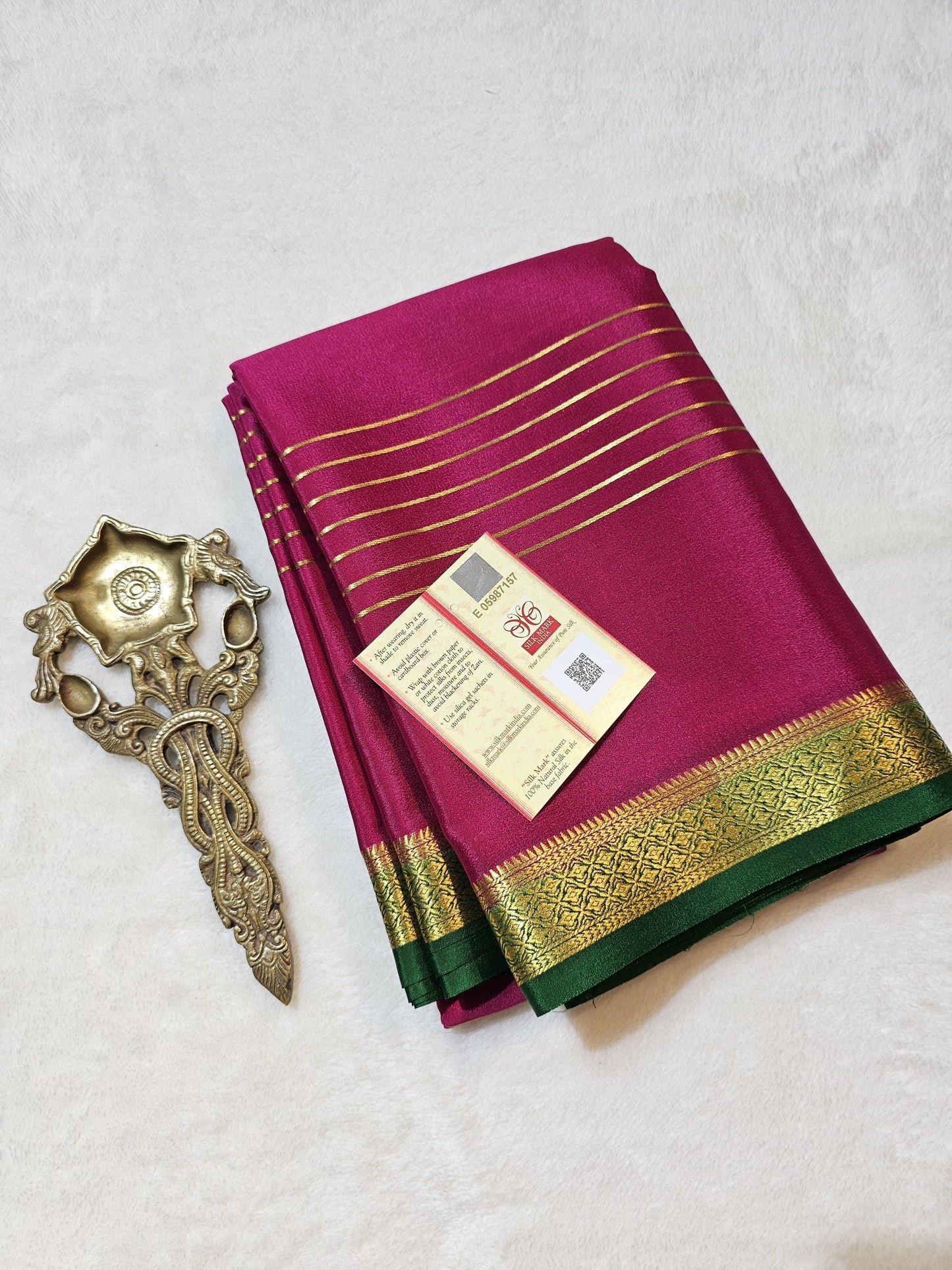 Mysore Crepe Silks Sarees - All Over Lines