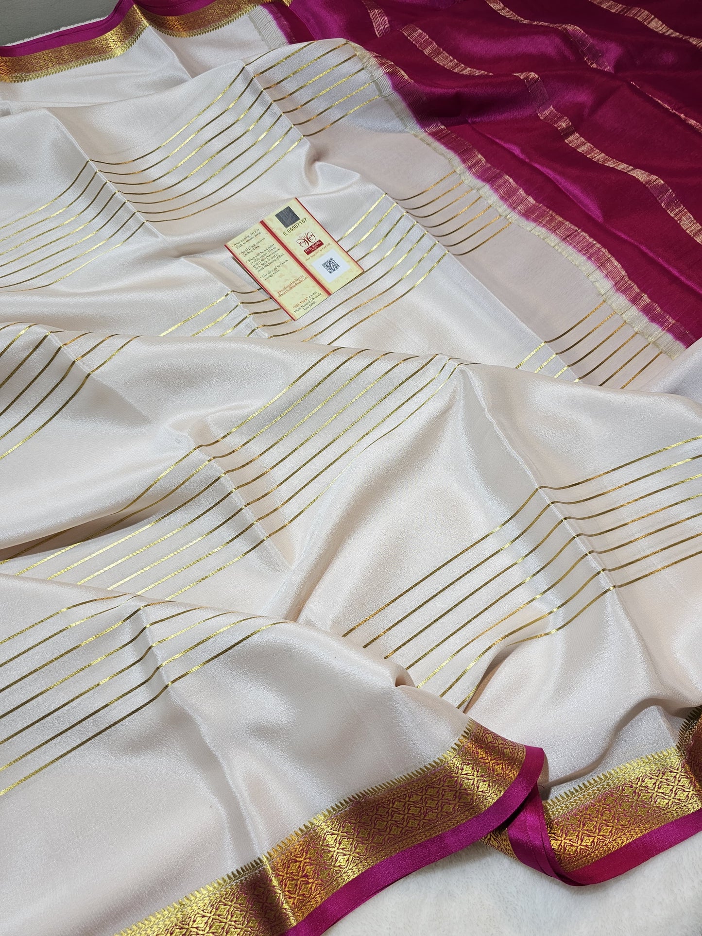 Mysore Crepe Silks Sarees - All Over Lines