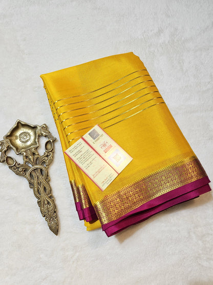 Mysore Crepe Silks Sarees - All Over Lines