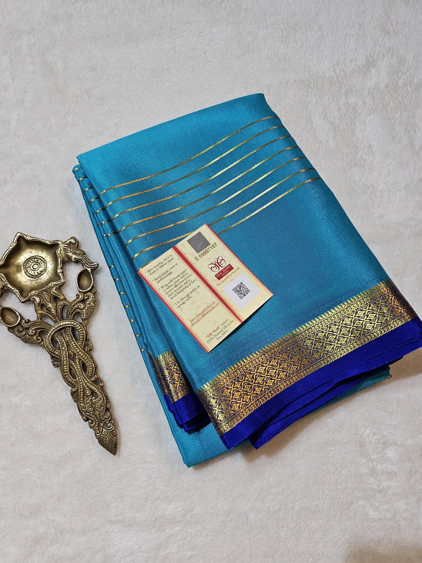 Mysore Crepe Silks Sarees - All Over Lines