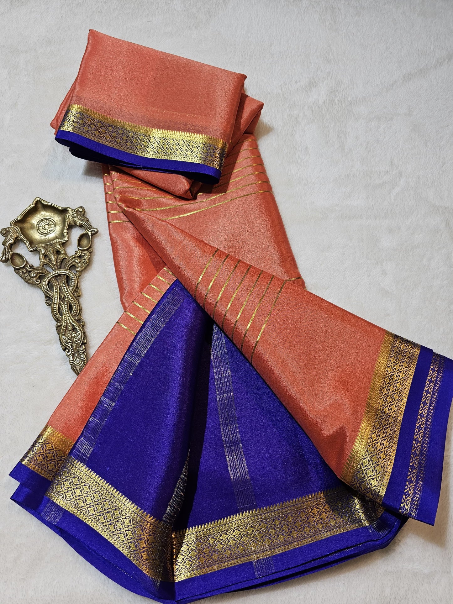 Mysore Crepe Silks Sarees - All Over Lines