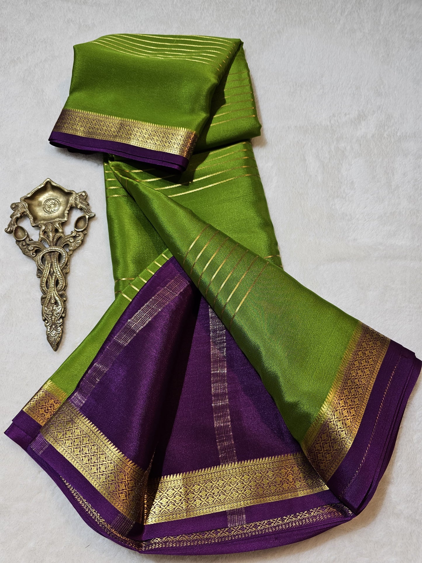 Mysore Crepe Silks Sarees - All Over Lines