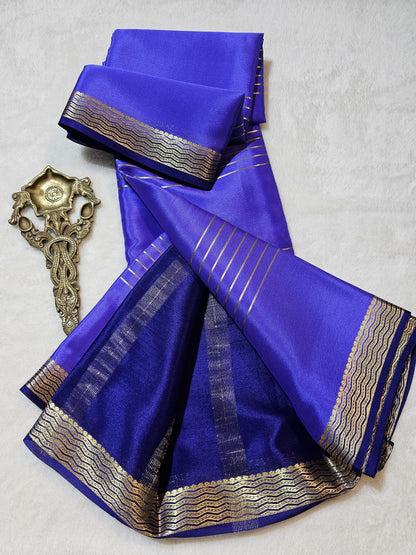 Mysore Crepe Silks Sarees - All Over Lines