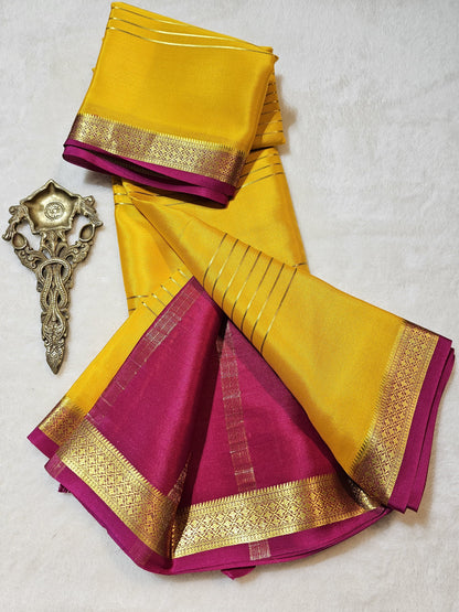 Mysore Crepe Silks Sarees - All Over Lines