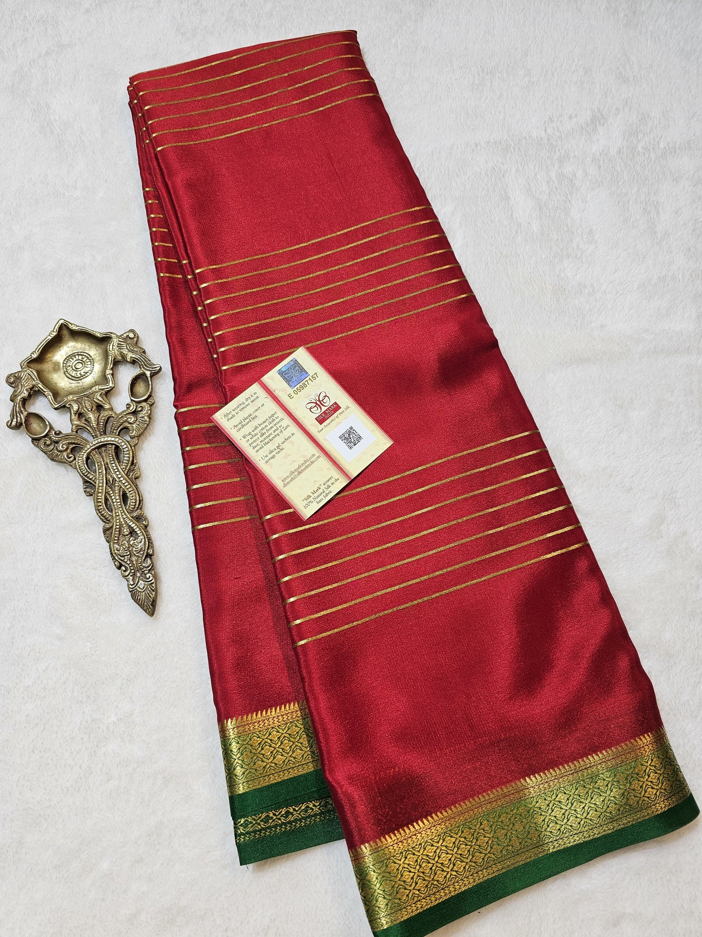 Mysore Crepe Silks Sarees - All Over Lines