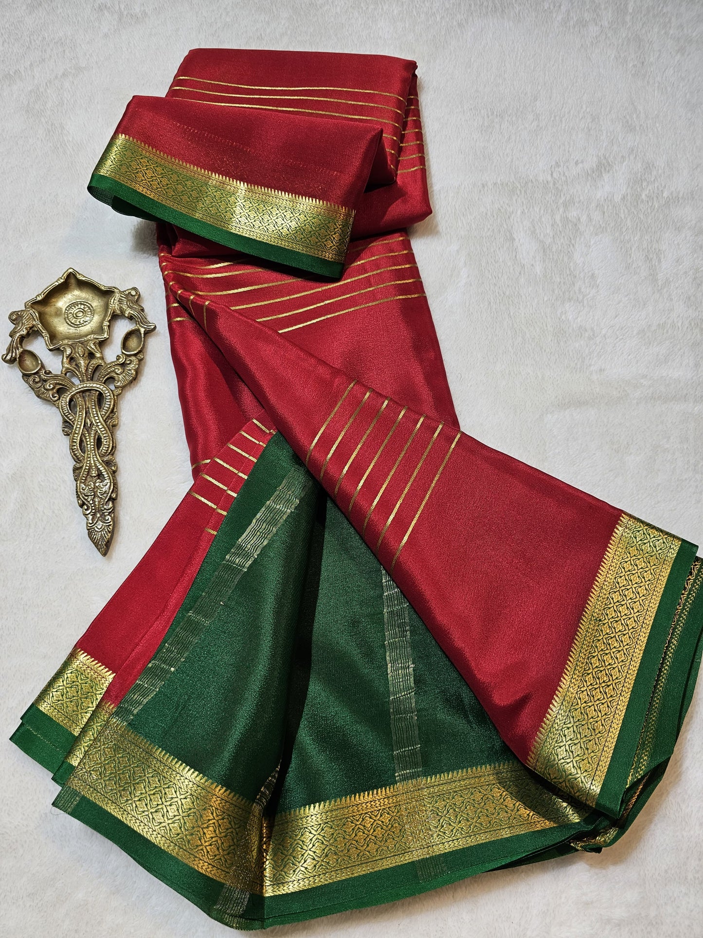 Mysore Crepe Silks Sarees - All Over Lines