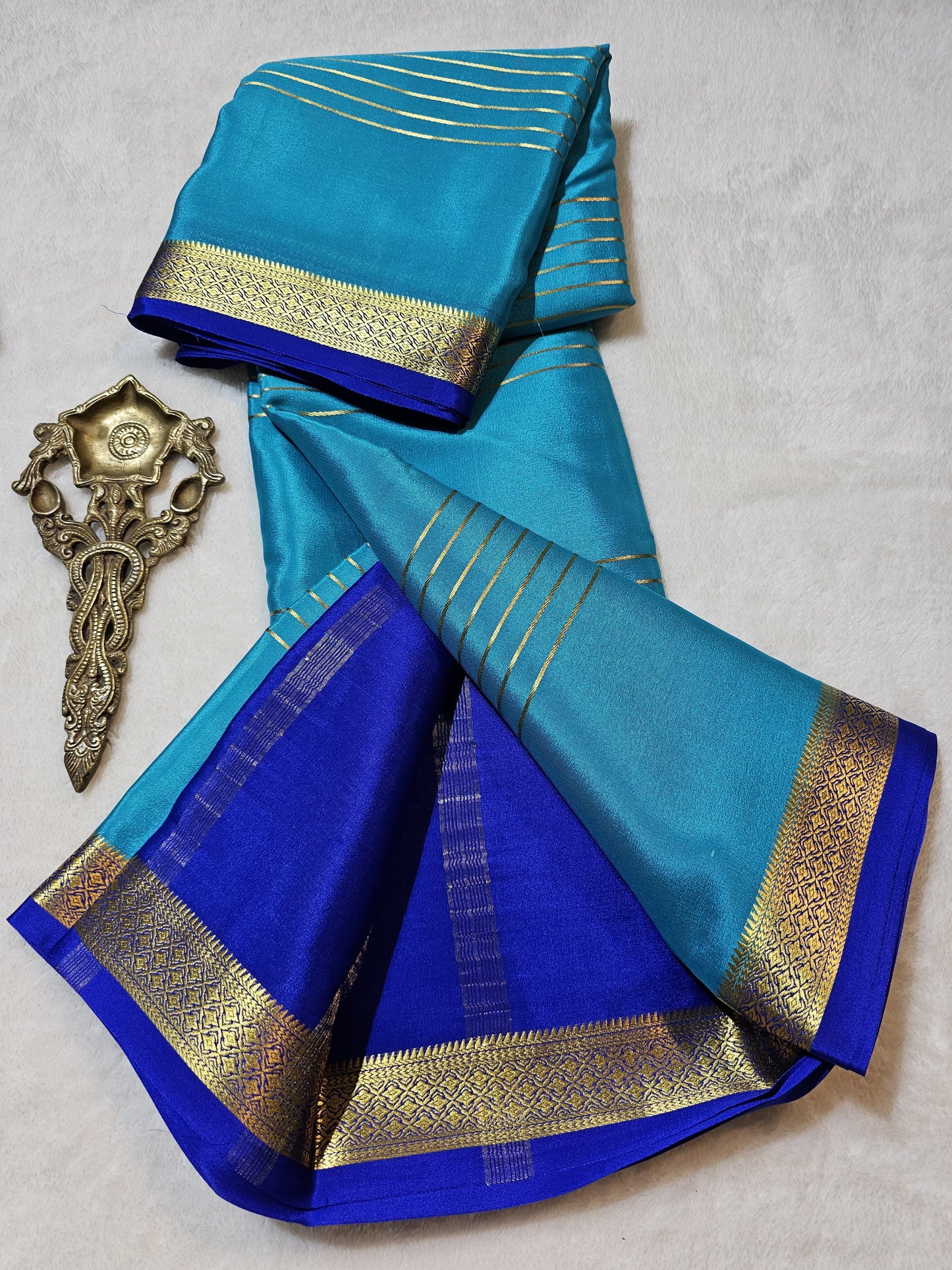 Mysore Crepe Silks Sarees - All Over Lines