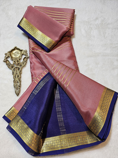 Mysore Crepe Silks Sarees - All Over Lines