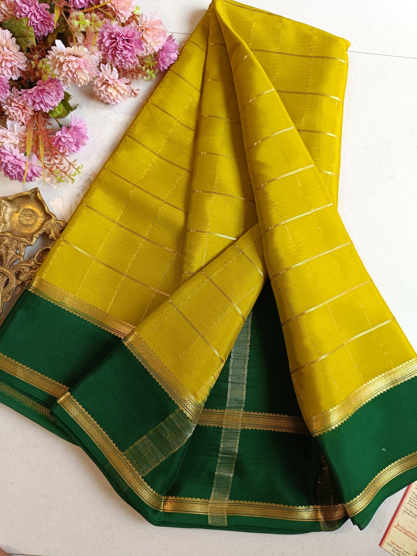 Mysore Crepe Silk Sarees - Double Line Checked