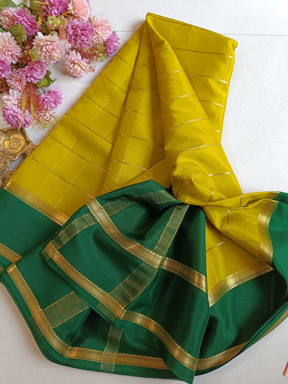 Mysore Crepe Silk Sarees - Double Line Checked