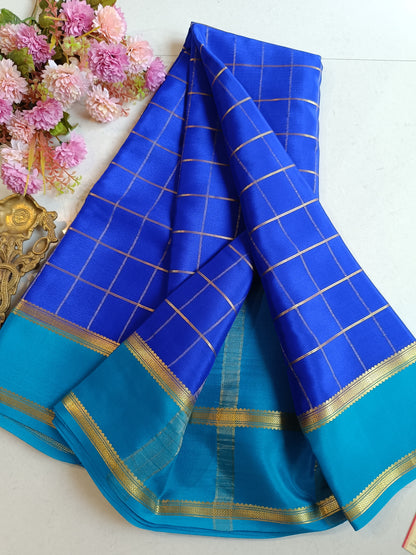 Mysore Crepe Silk Sarees - Double Line Checked