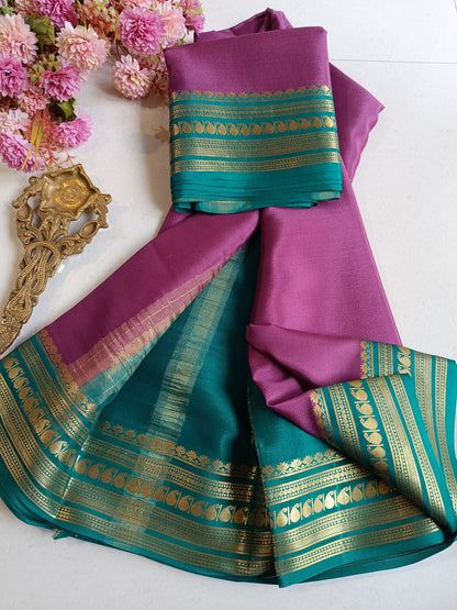 Mysore Crepe Silk Sarees - Classic Mango Border