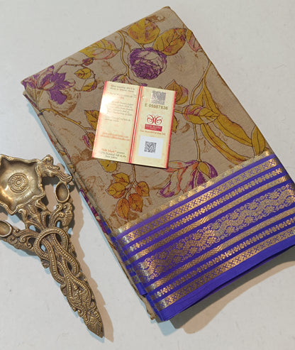 Mysore Crepe Silk Sarees - Kalamkari Design