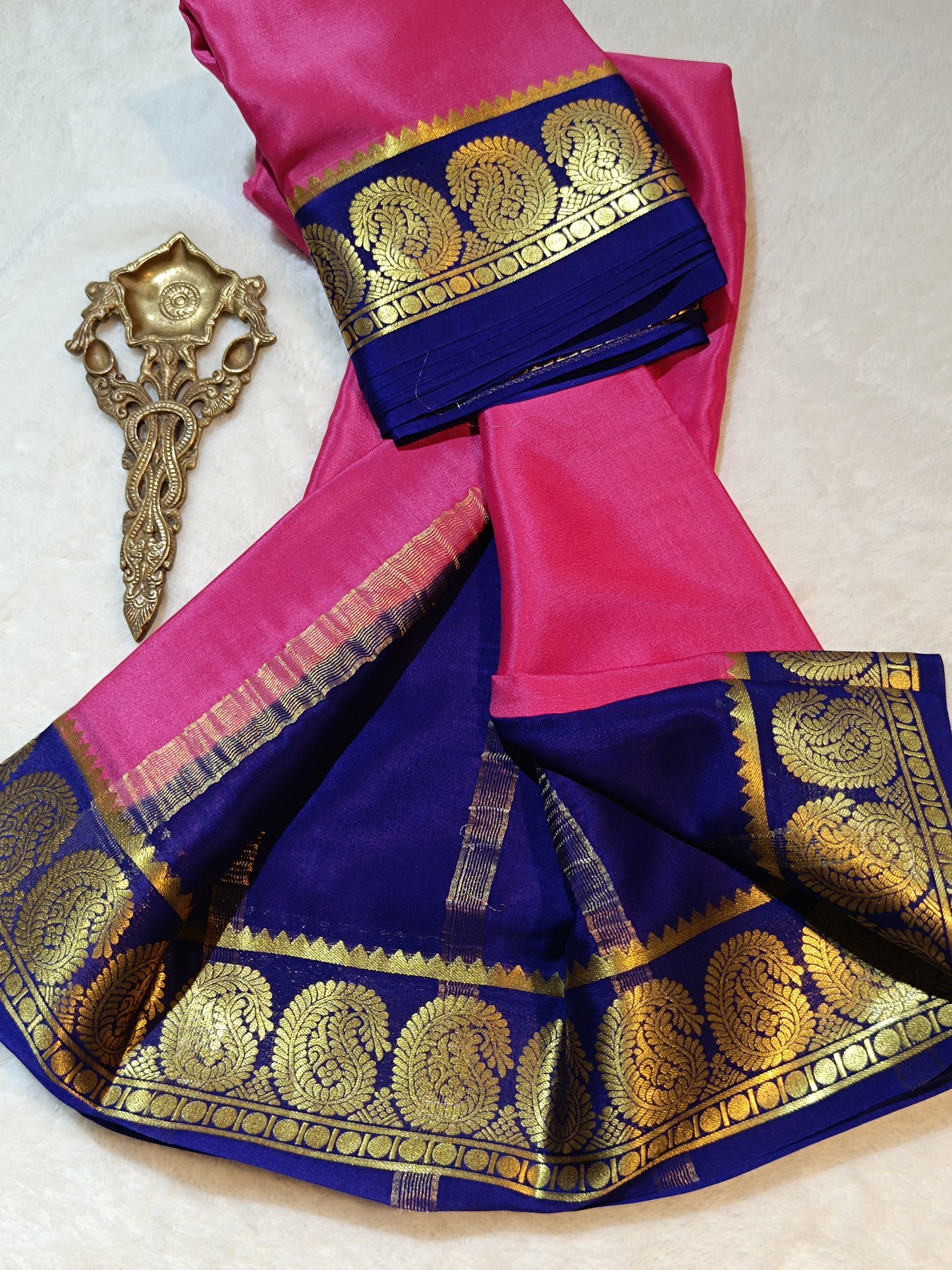 Mysore Crepe Silk Sarees - Classic Mango Border