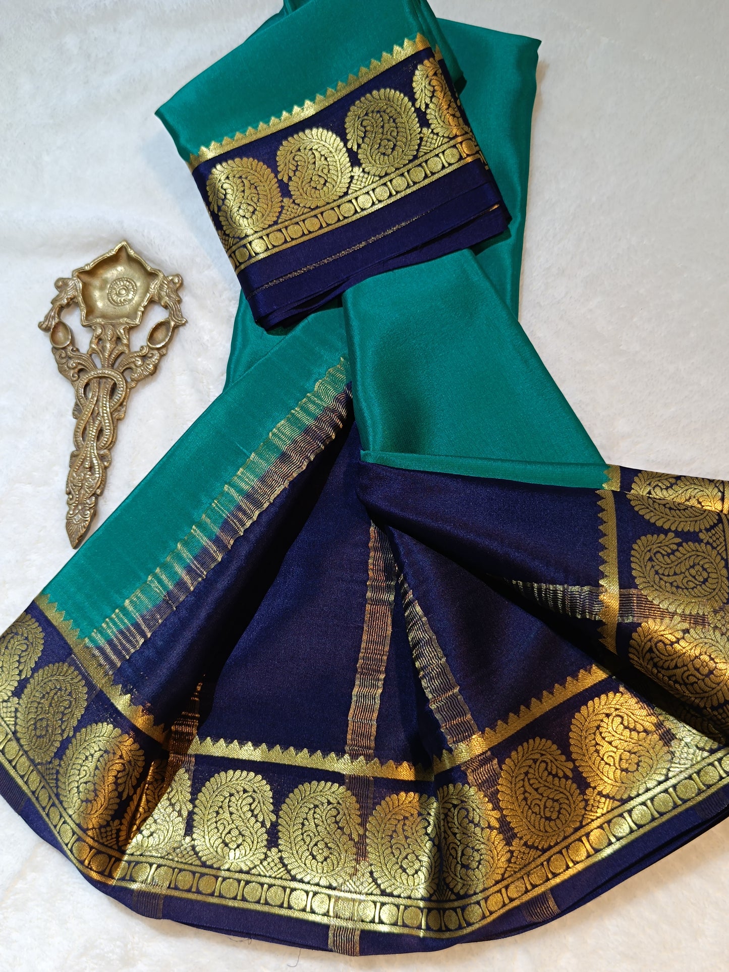 Mysore Crepe Silk Sarees - Classic Mango Border