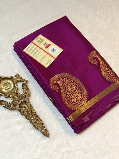 Mysore Crepe Silk Sarees - Classic Mango Border