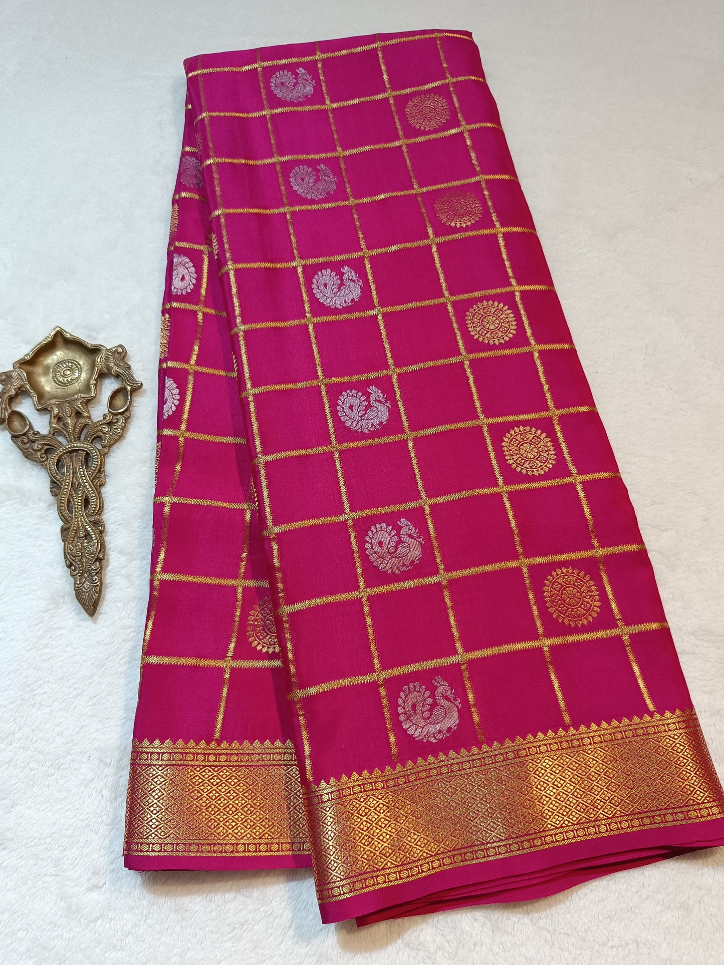 Mysore Crepe Silk Sarees - Self Colors (Heavy)