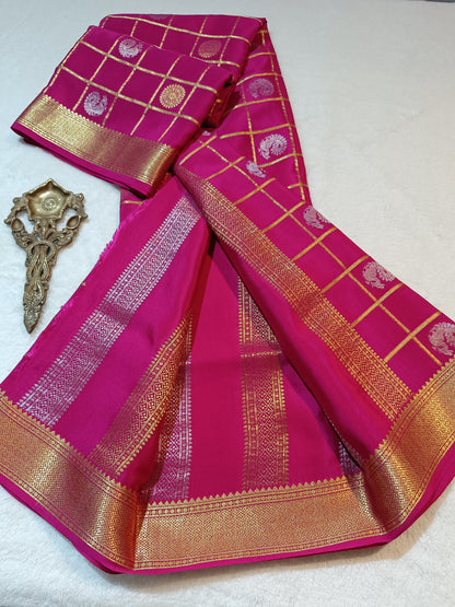 Mysore Crepe Silk Sarees - Self Colors (Heavy)