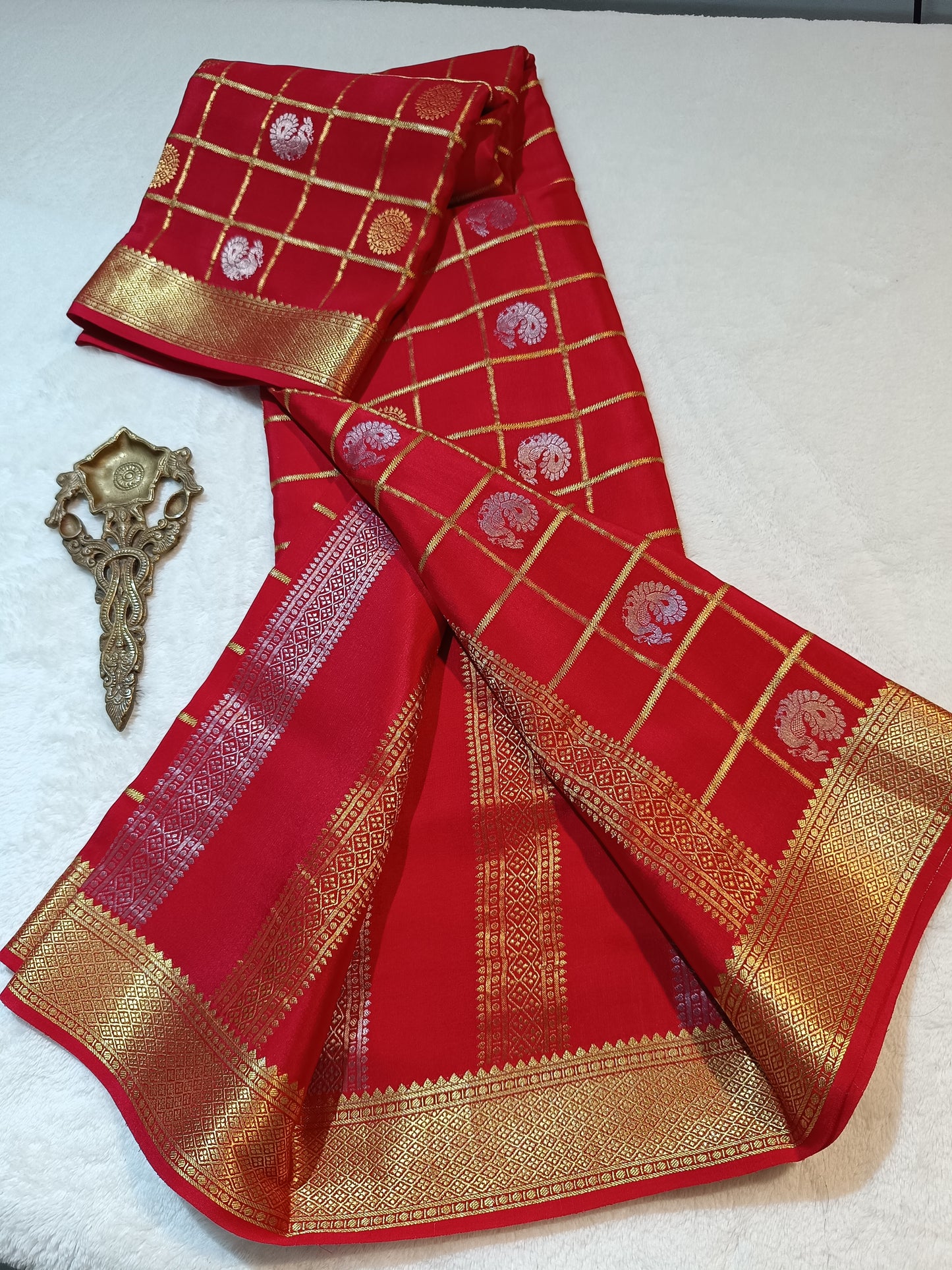 Mysore Crepe Silk Sarees - Self Colors (Heavy)