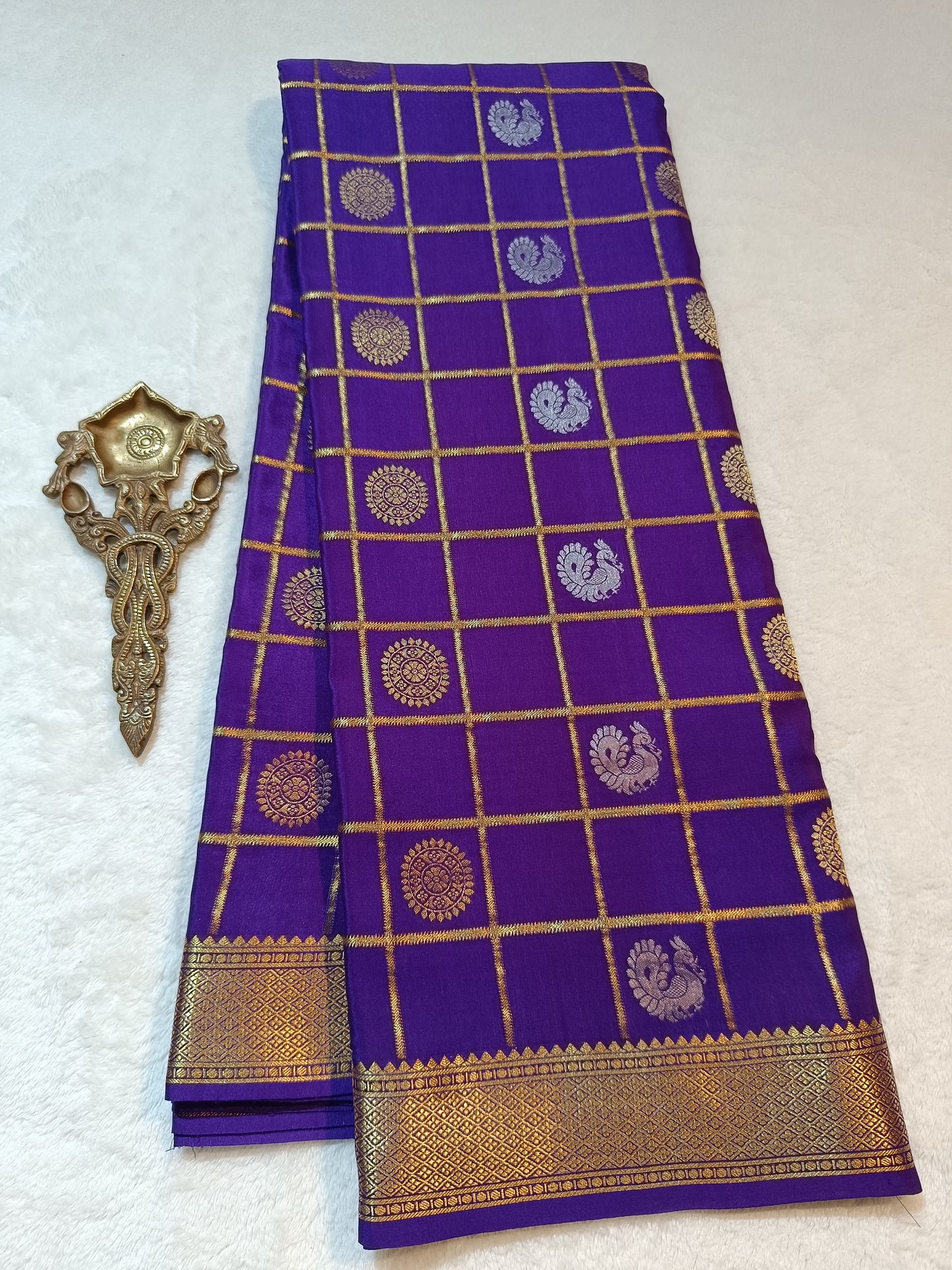 Mysore Crepe Silk Sarees - Self Colors (Heavy)