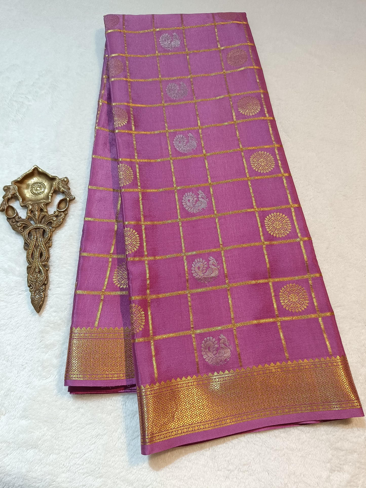 Mysore Crepe Silk Sarees - Self Colors (Heavy)