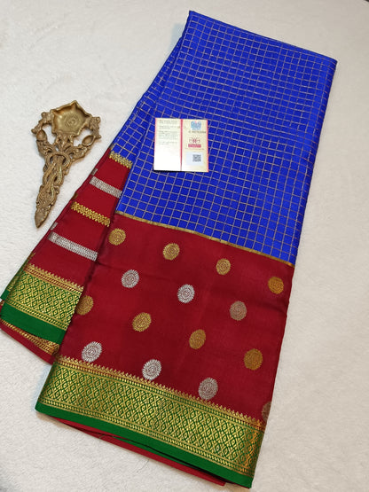 Mysore Crepe Silk Sarees - Double Line Checked