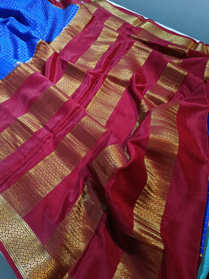 Mysore Crepe Silk Sarees - Double Line Checked