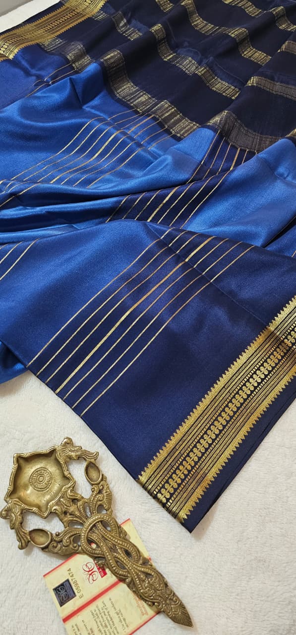 Mysore Crepe Silks Sarees - All Over Lines
